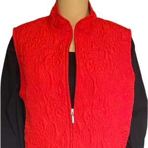 Jane Ashley Vest Size L Red  Quikted Look Zip Collar Christmas Gift